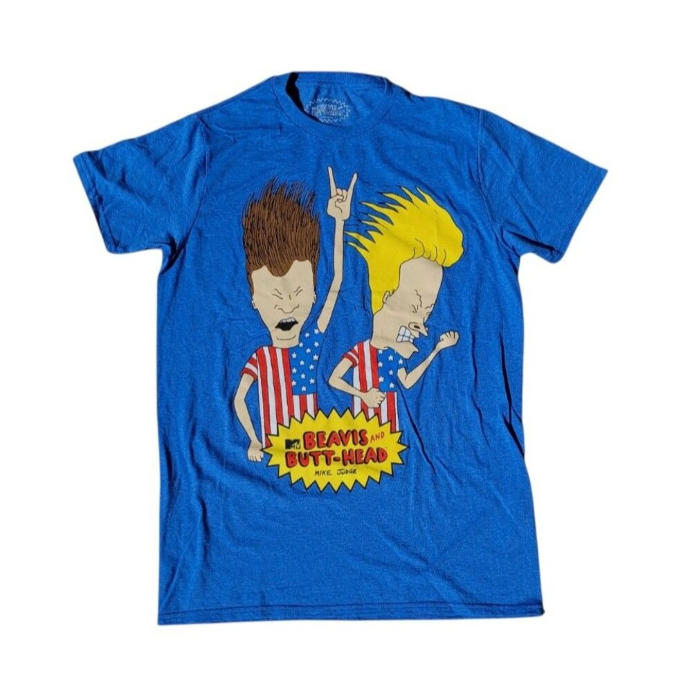 Beavis and Butt-Head MTV T-Shirt Mike Judge Stars & Stripes Blue Men's Small
